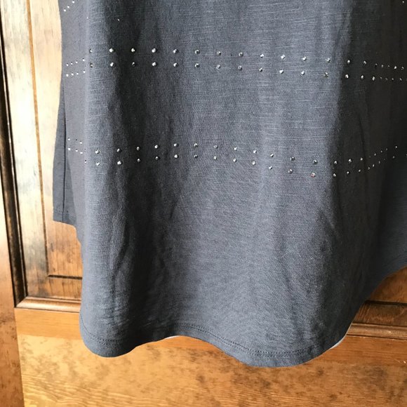 APT. 9 Dark Gray w/Rows of Sparkle Studs Tee w/Capped Sleeves Medium - Picture 7 of 12